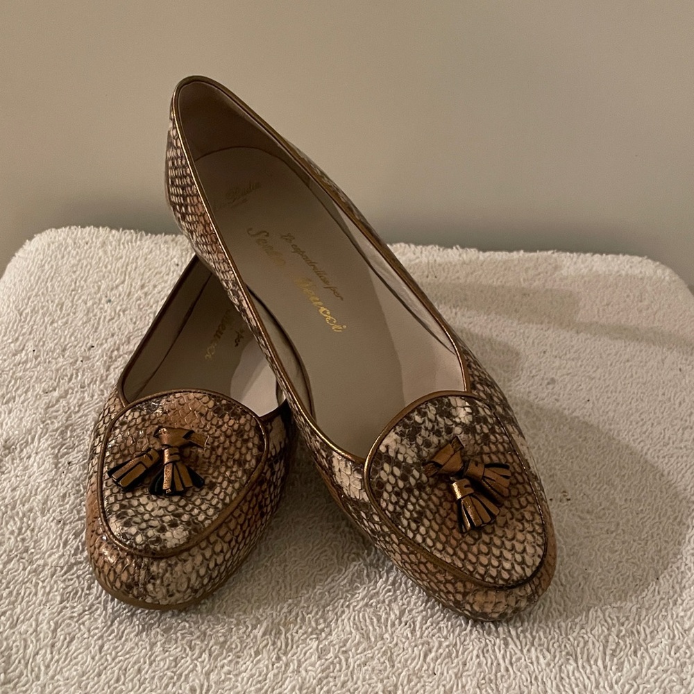 Sesto Meucci Italy/Snakeskin Genuine Leather Slip-On Ballet Flats Soft Sole
